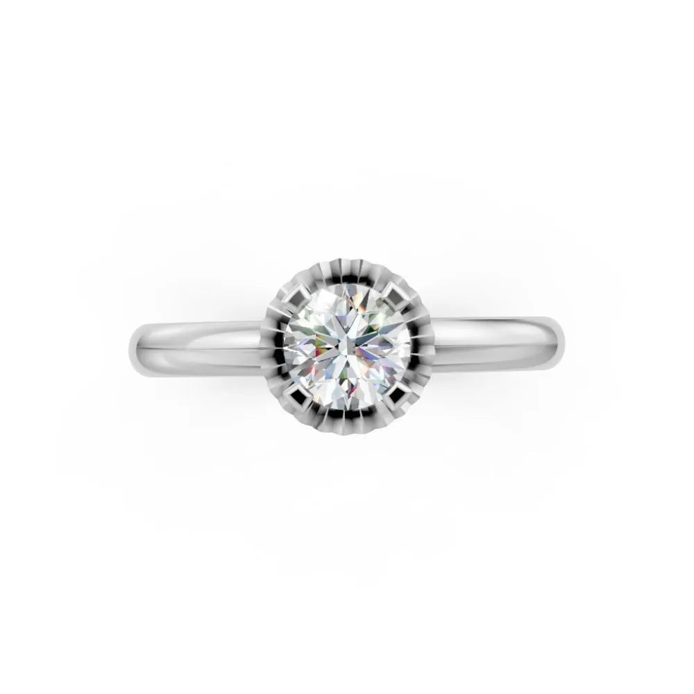 Pleated Grace Solitaire Ring White Gold