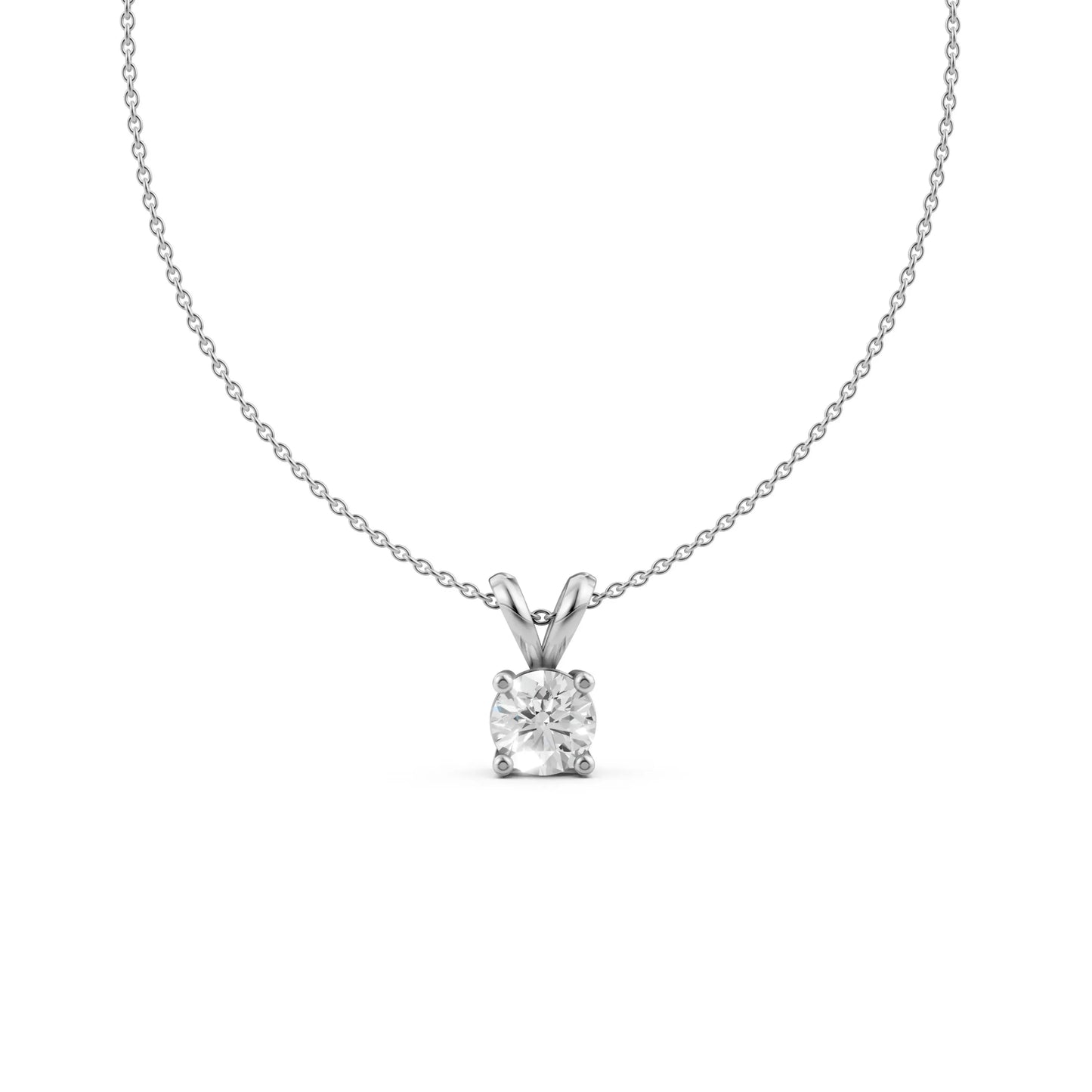 Solitaire Round Pendant White Gold