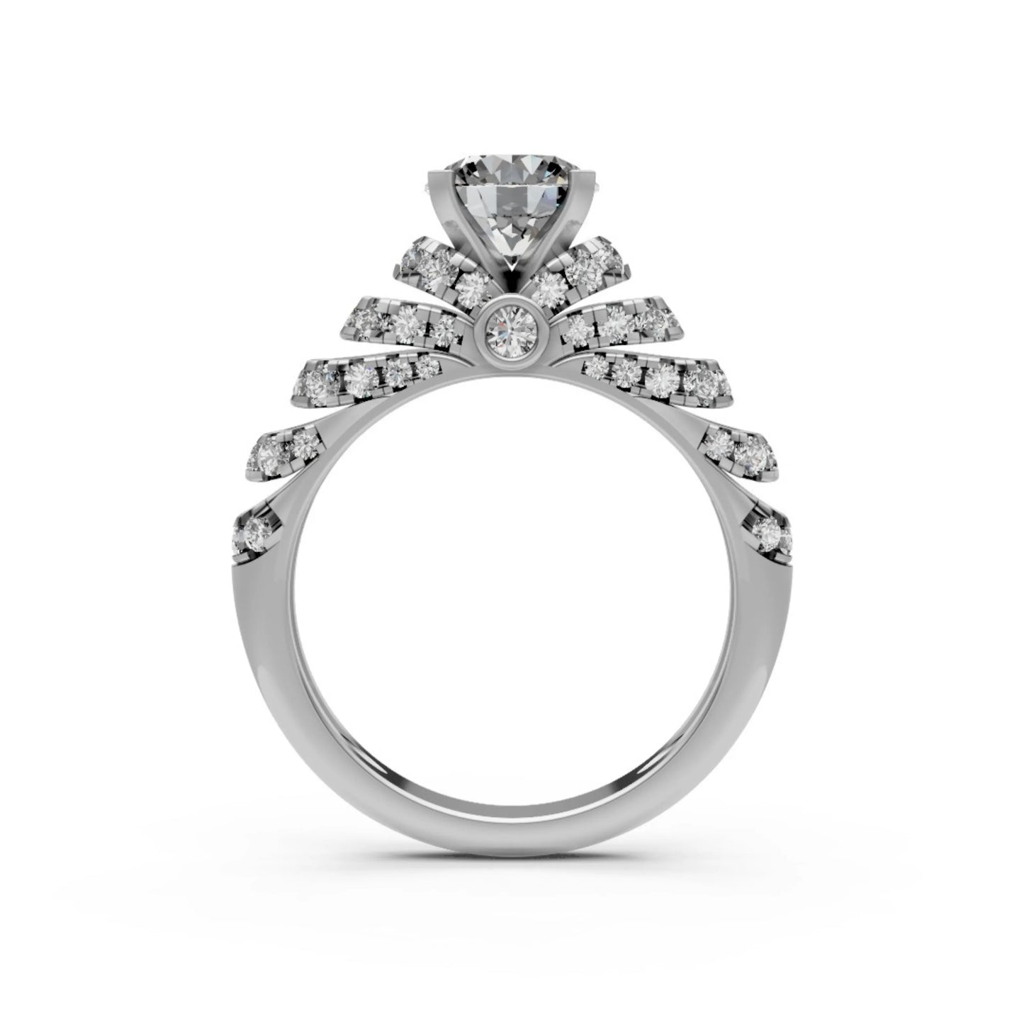 LuxeCrown Multi-Band Solitaire Ring White Gold