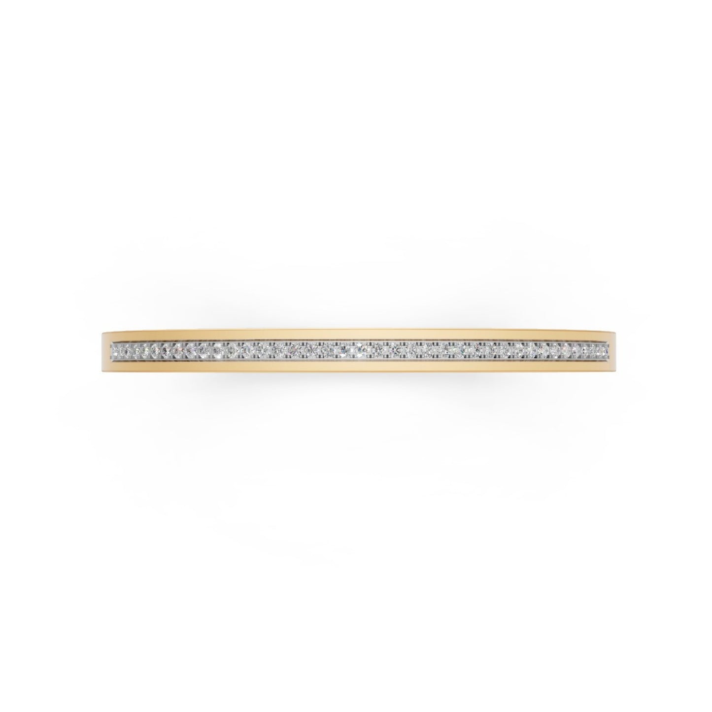 Modern Diamond-Studded Flat Bangle Yellow Gold