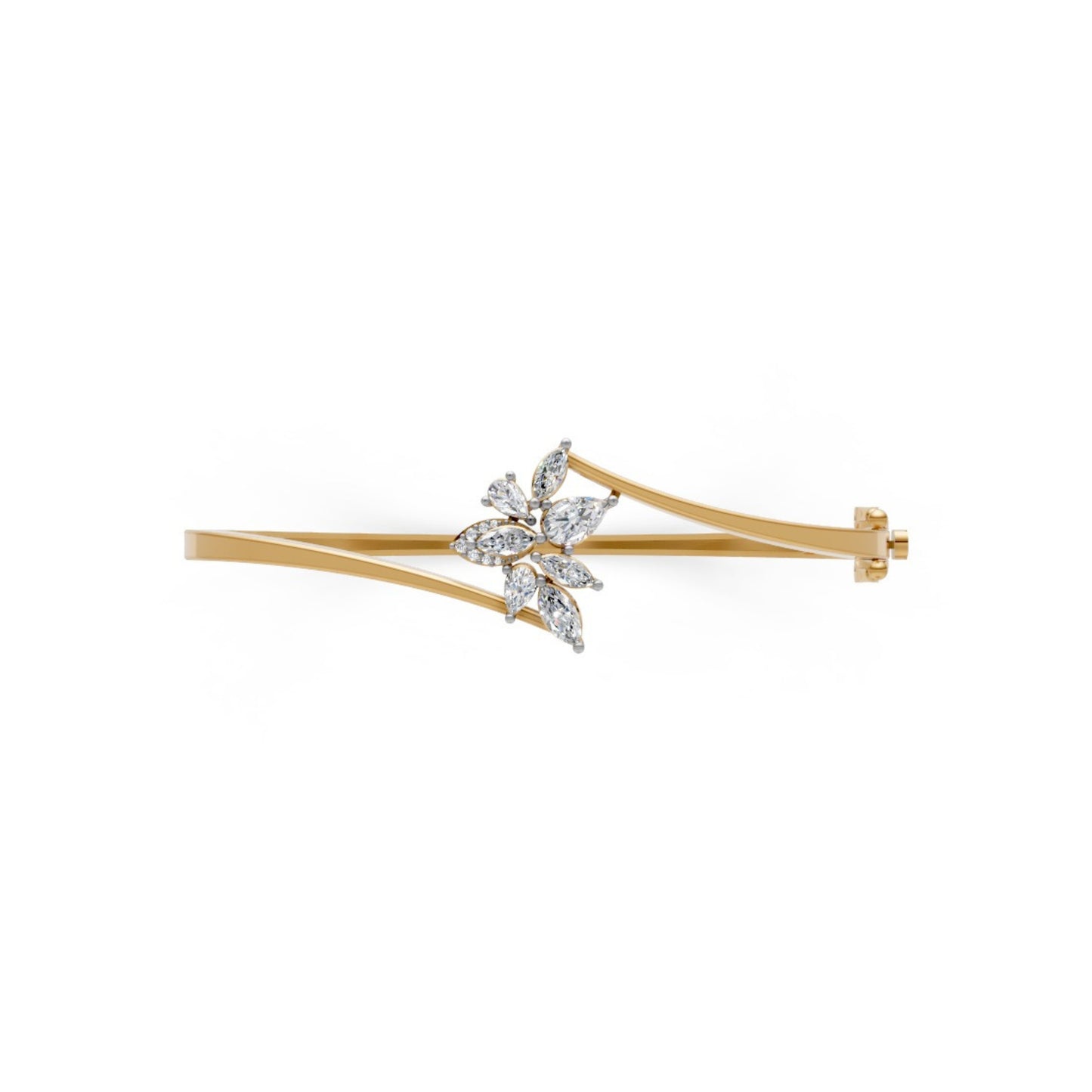 Floral Diamond Bangle Yellow Gold