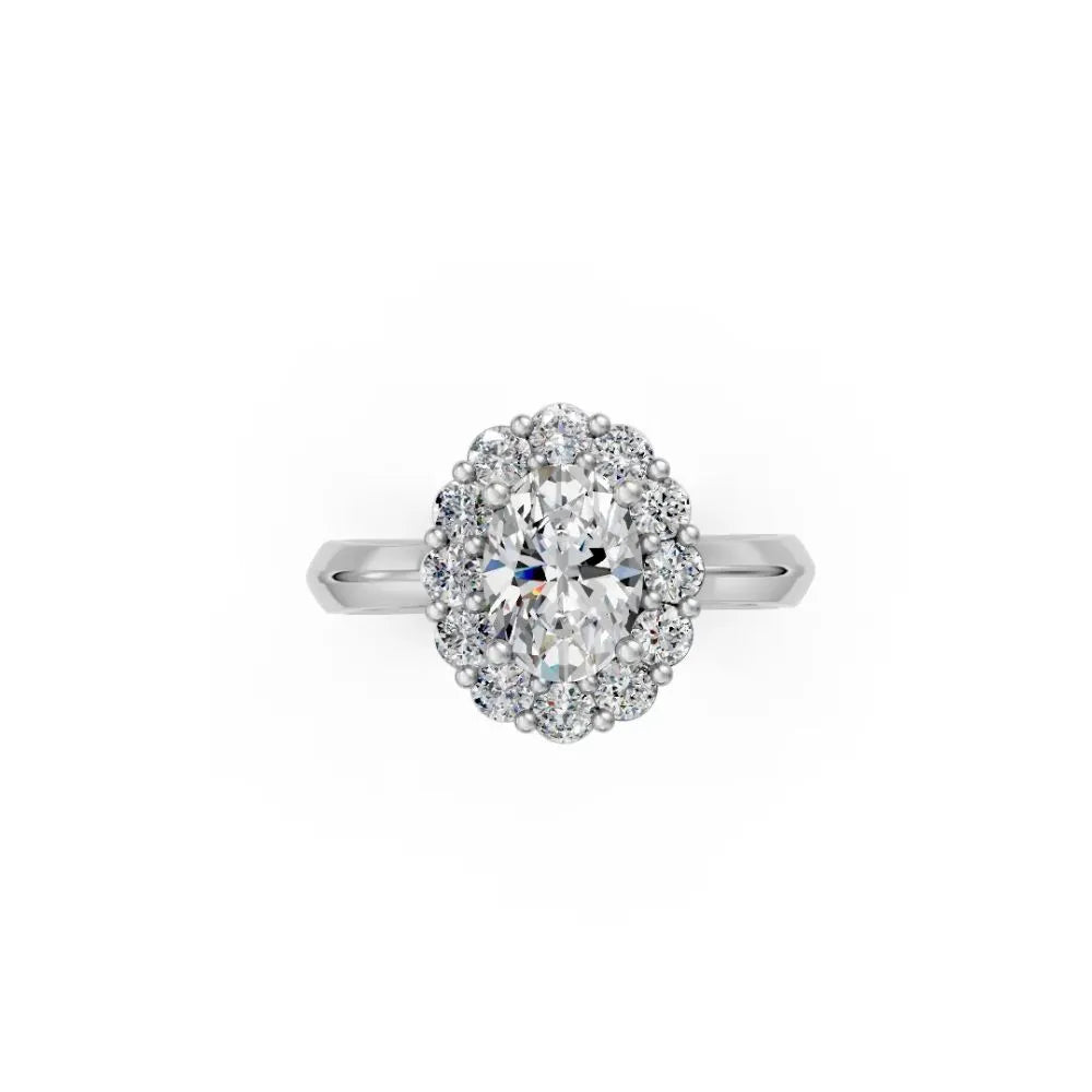 Oval Radiance Halo Ring White Gold