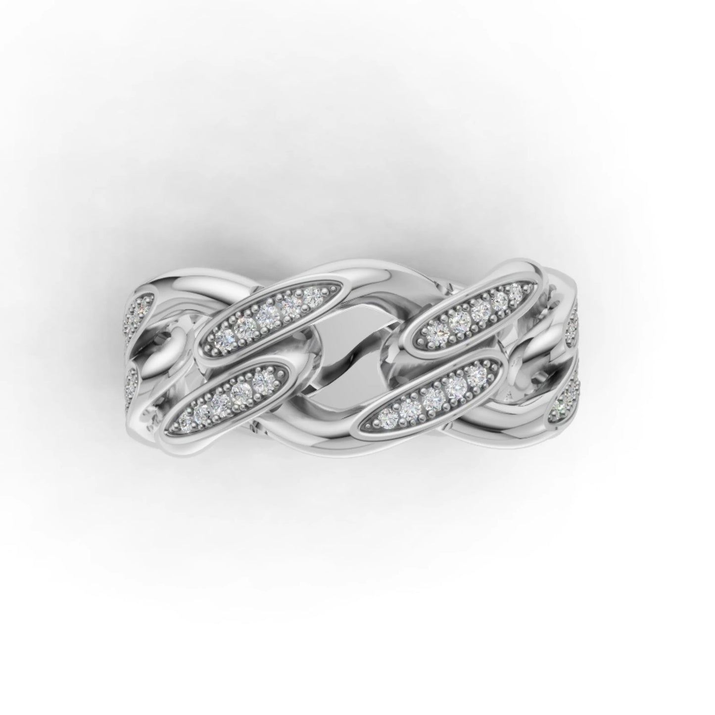 LinkLuxe Diamond Chain Ring White Gold