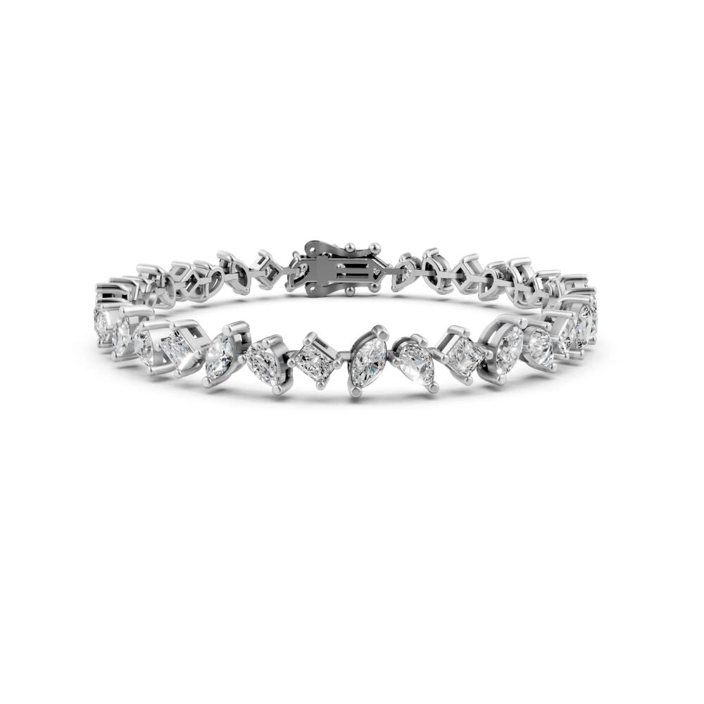 Multi-Shape Diamond Tennis Bracelet White Gold