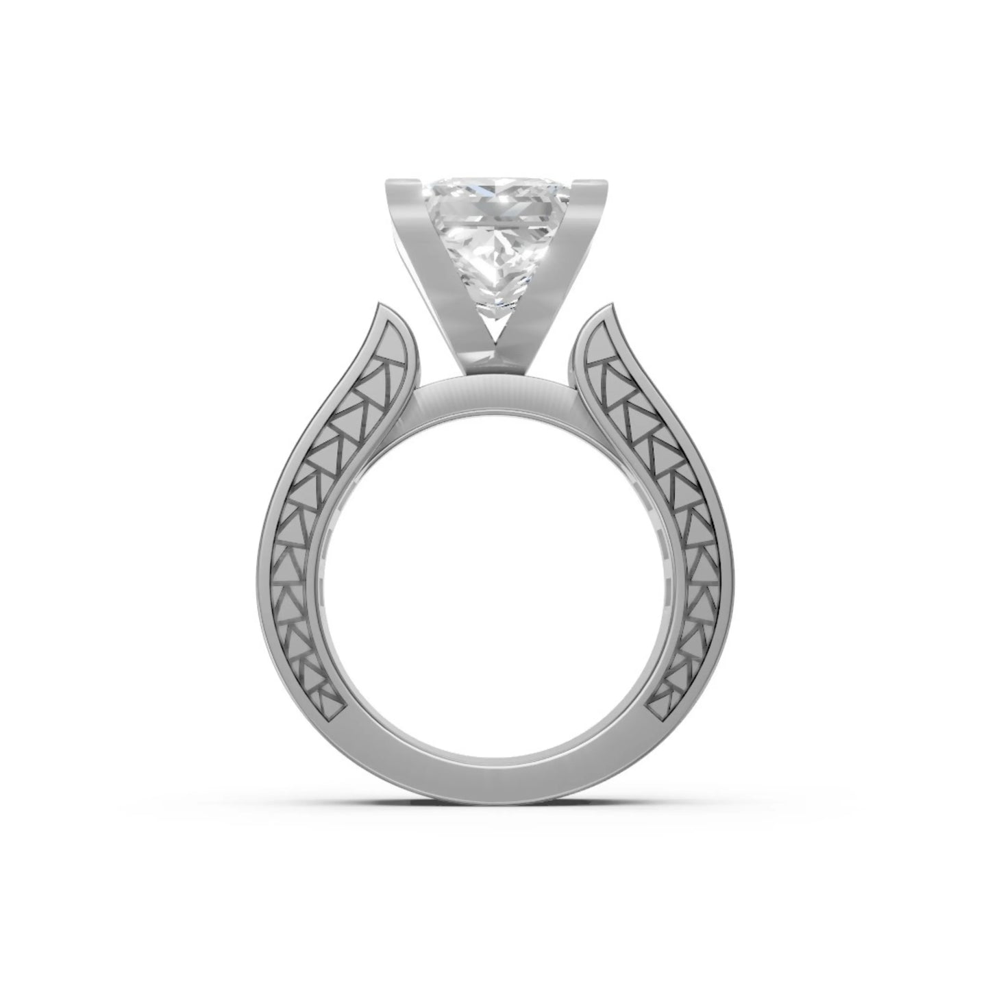 Princess-Cut Channel Ring White Gold