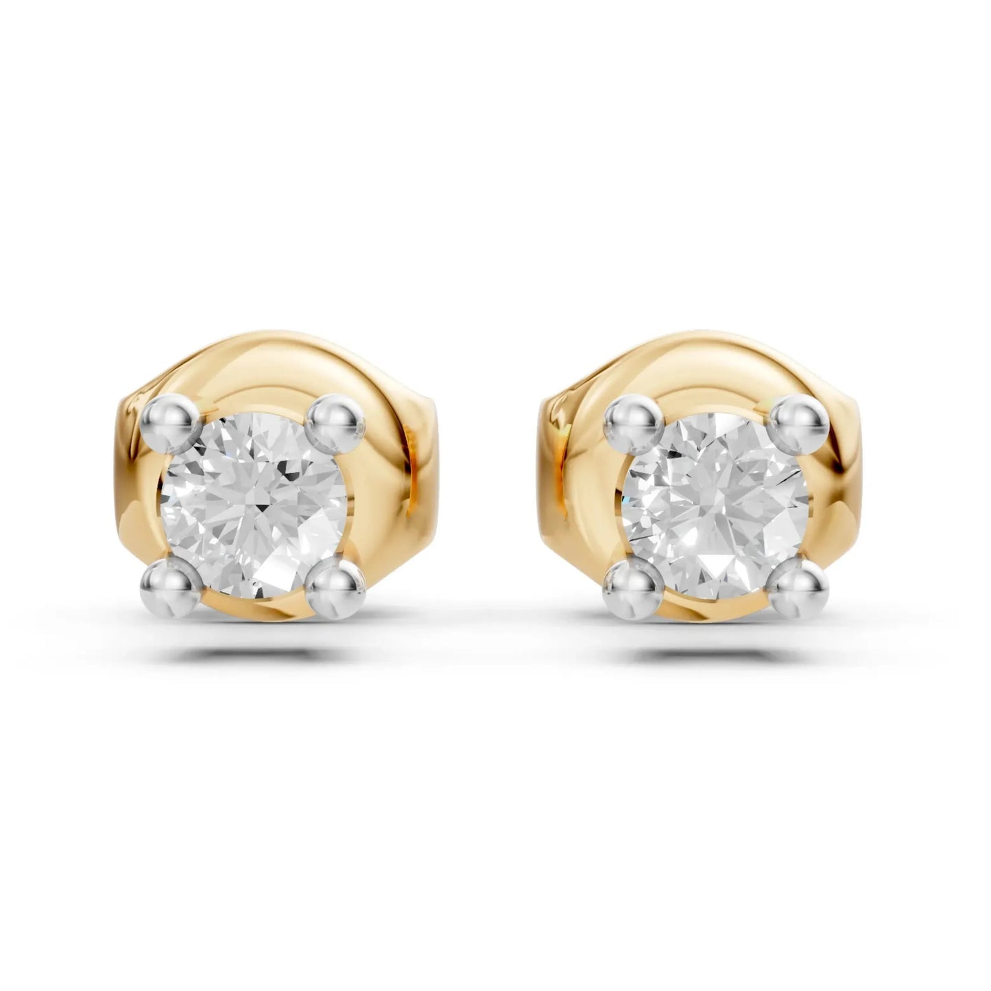 Classic Round Stud Earrings Yellow Gold