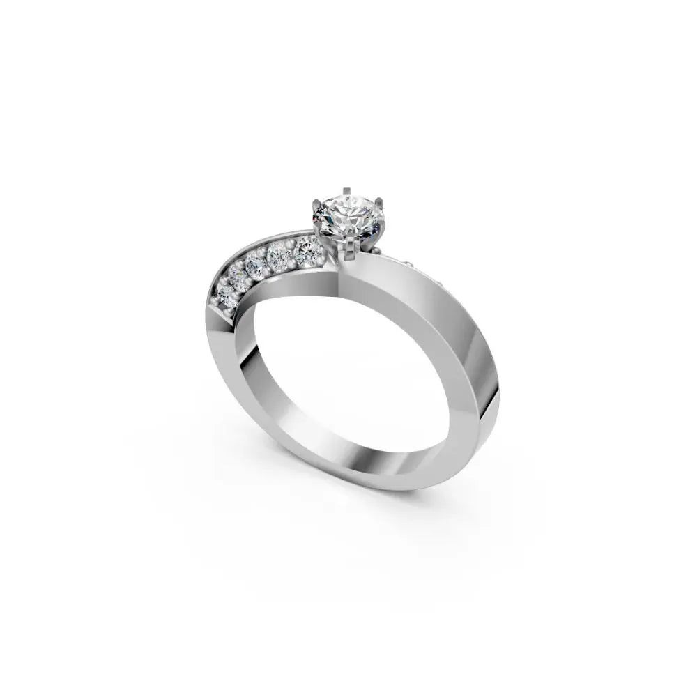 Modern Spark Solitaire Ring White Gold