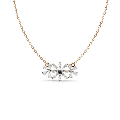 Floral Cluster Lab Diamond Necklace Rose Gold