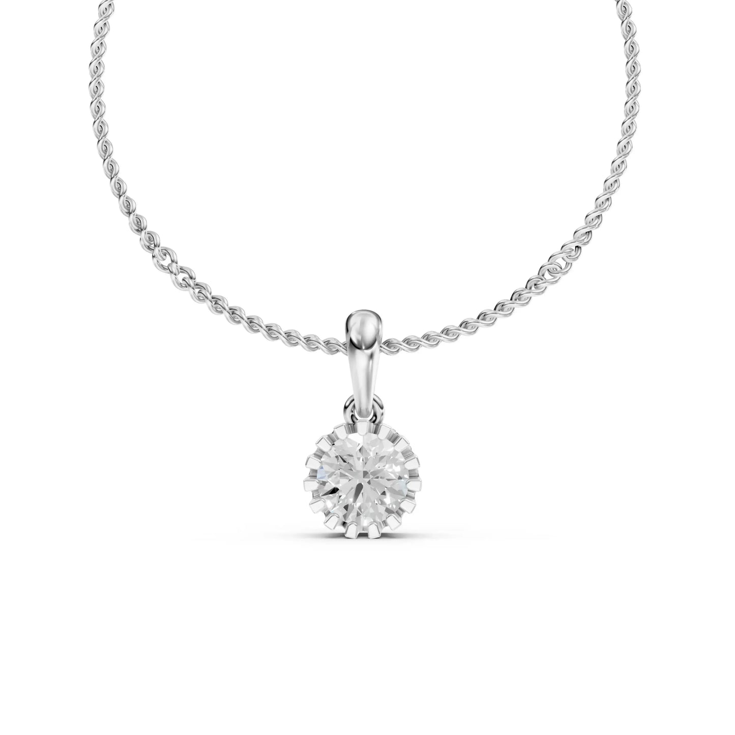 Crown Solitaire Pendant White Gold