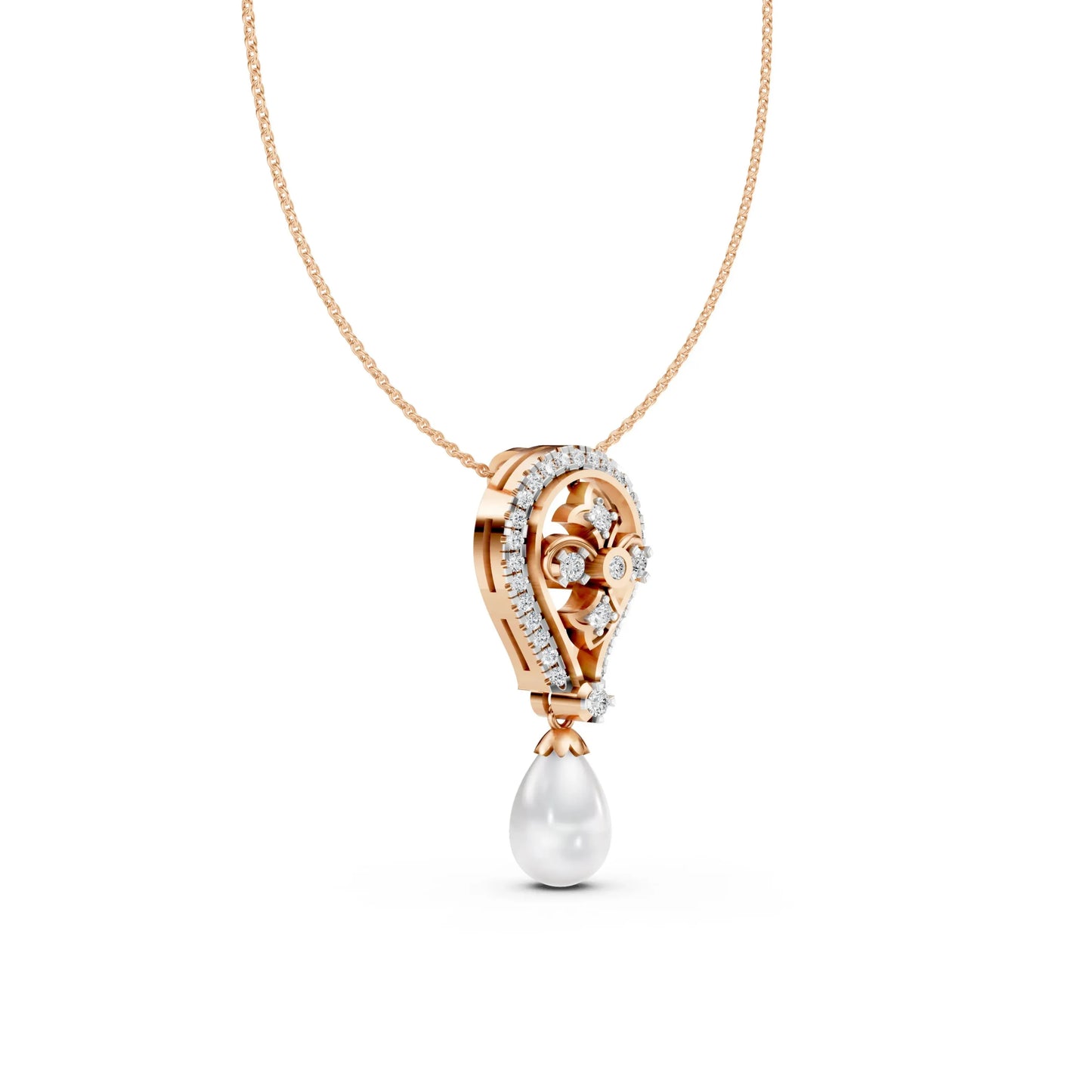 Teardrop Pearl Pendant Rose Gold