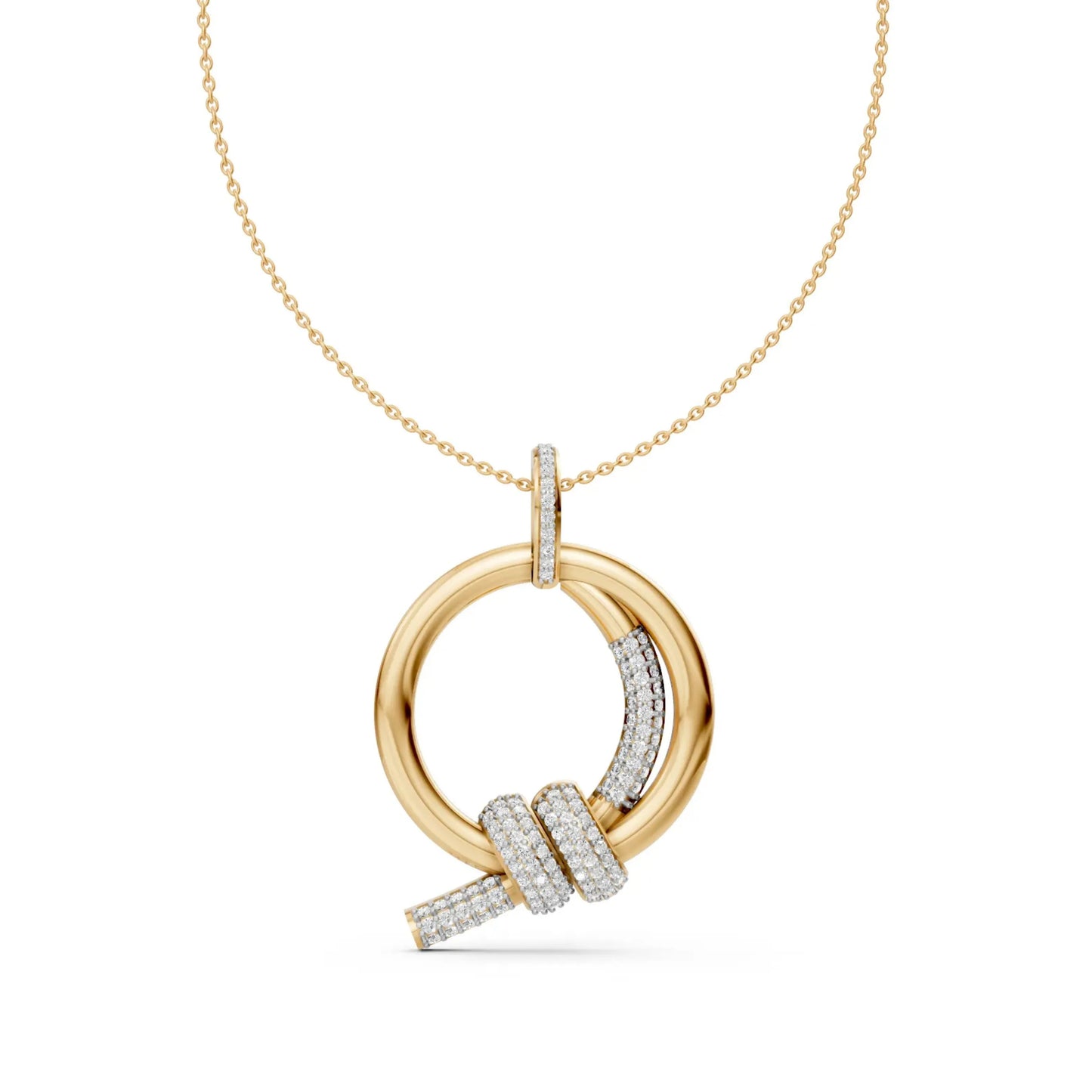 Circle Knot Diamond Pendant Yellow Gold