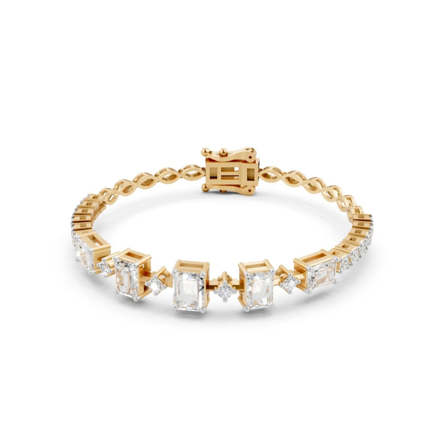 Emerald-Cut Diamond Bracelet Yellow Gold