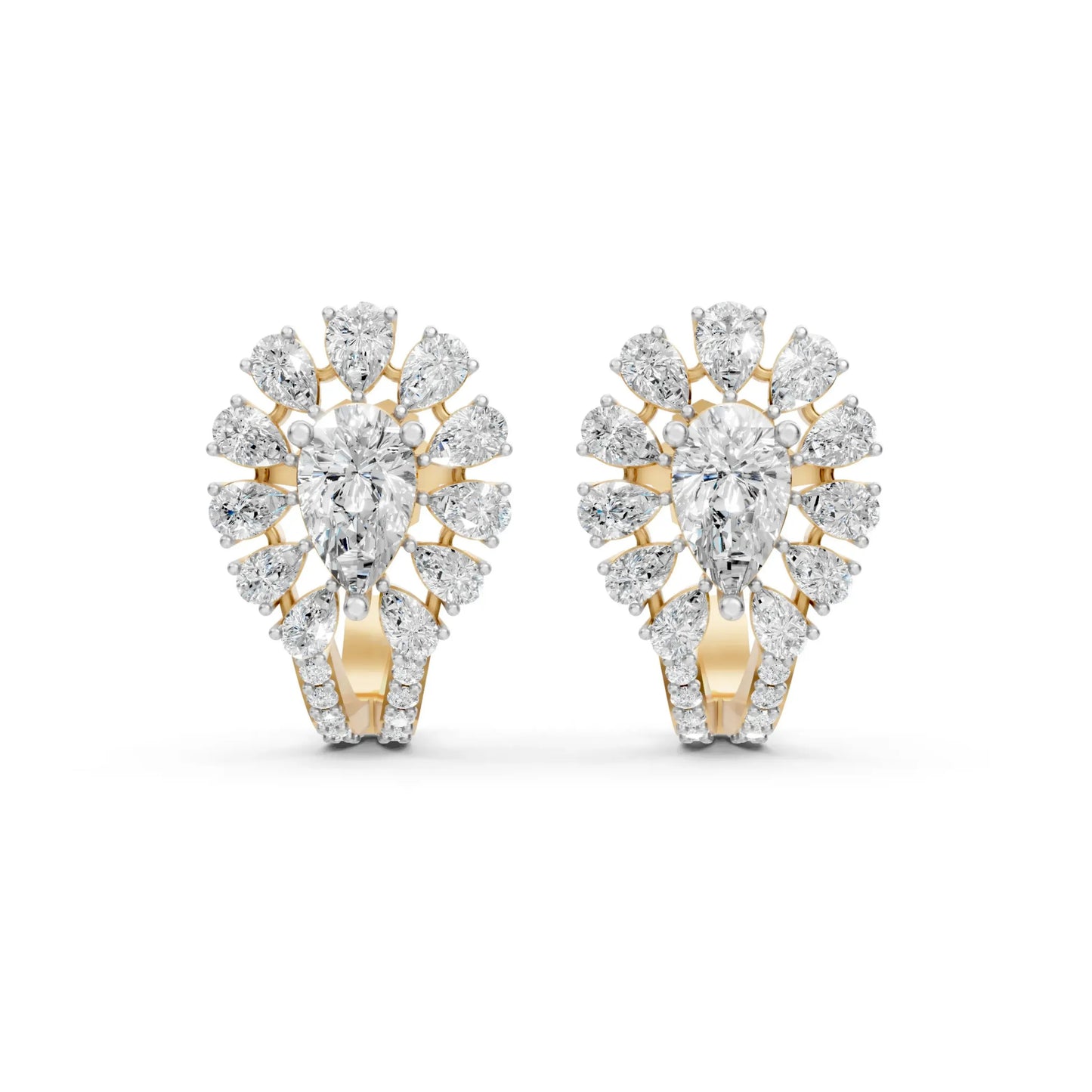 Pear Diamond Earrings Yellow Gold 
