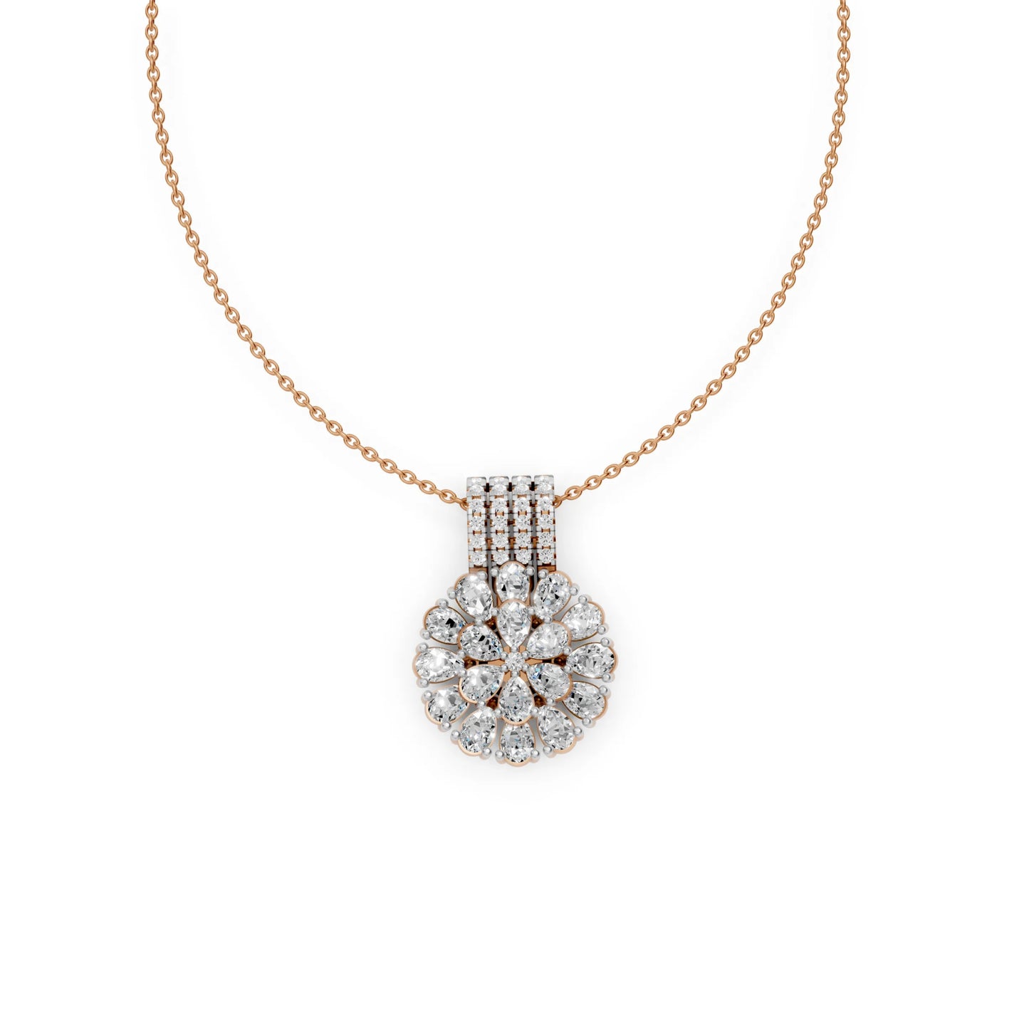 Pear Cluster Pendant Rose Gold