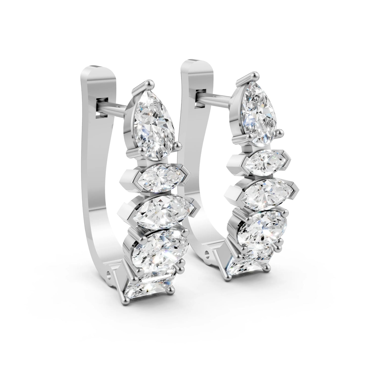 Elegant Diamond Hoop EarringsWhite Gold