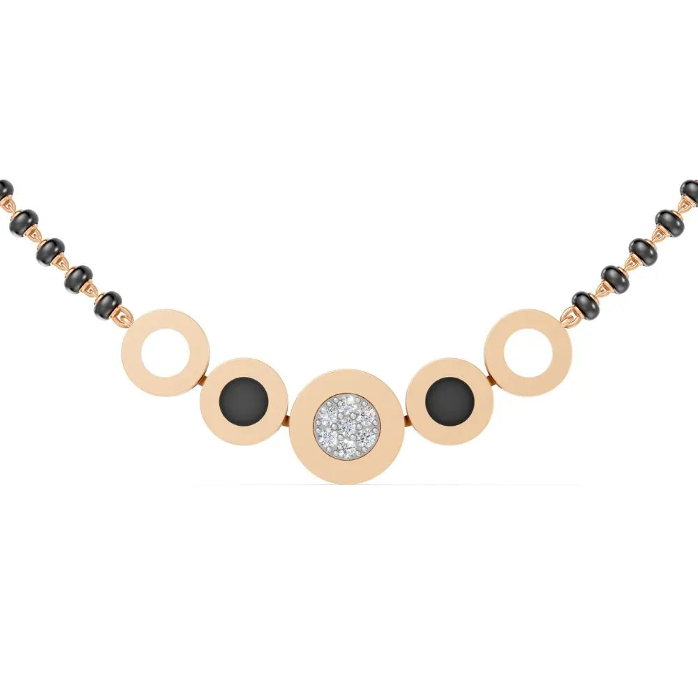 Contemporary Circle Motif Diamond Mangalsutra Design Rose Gold