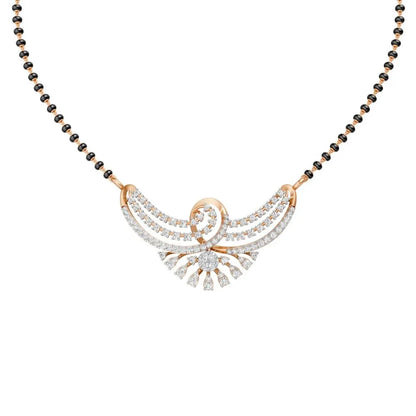 Designer Diamond Mangalsutra with Swirl Pattern Pendant Rose Gold