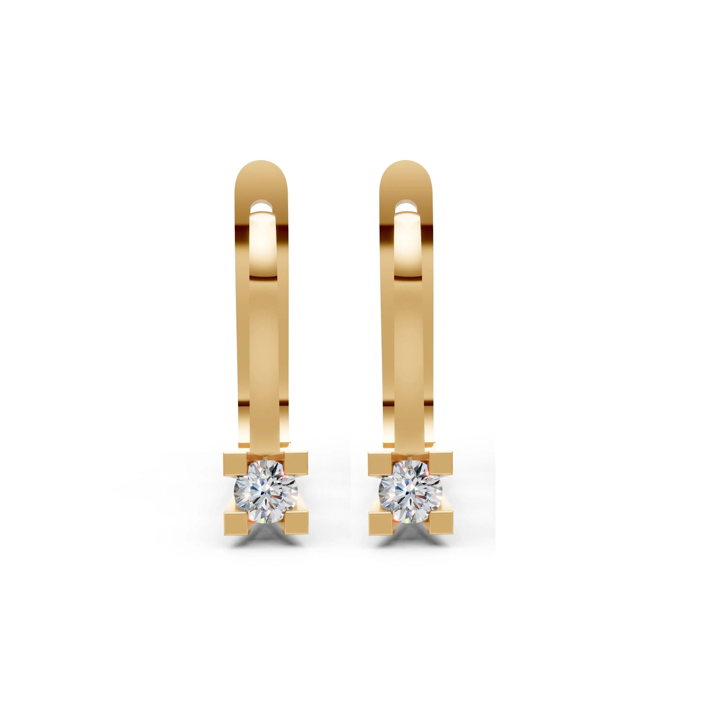 Contemporary Diamond Bali Earrings Yellow Gold