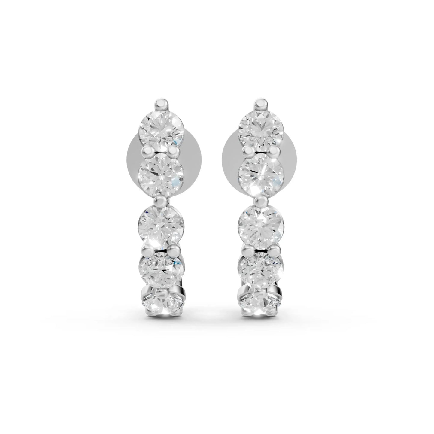 Round Half Hoop Earrings White Gold 