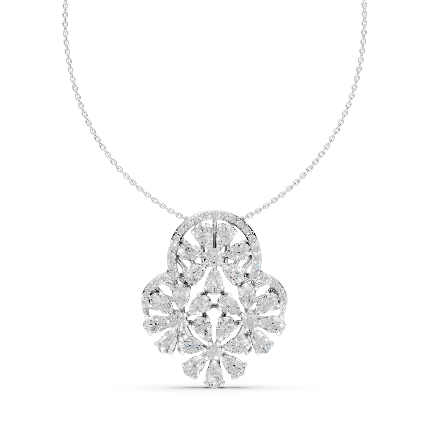 Floral Cluster Pendant White Gold