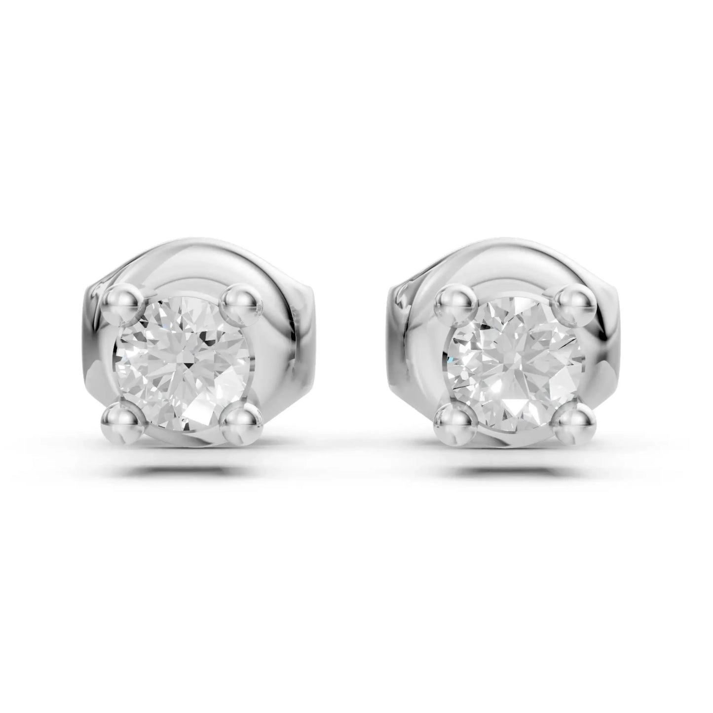 Classic Round Stud Earrings White Gold