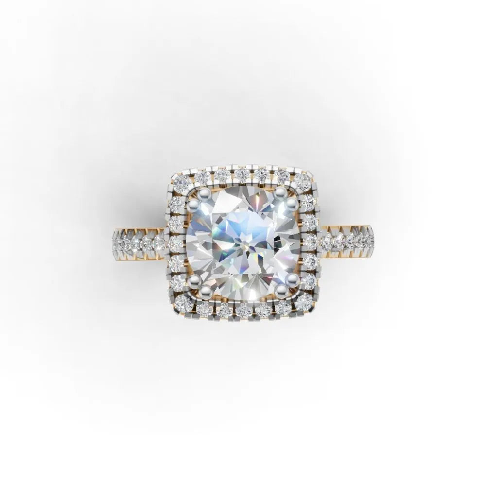 Vintage Glow Halo Engagement Ring Yellow Gold