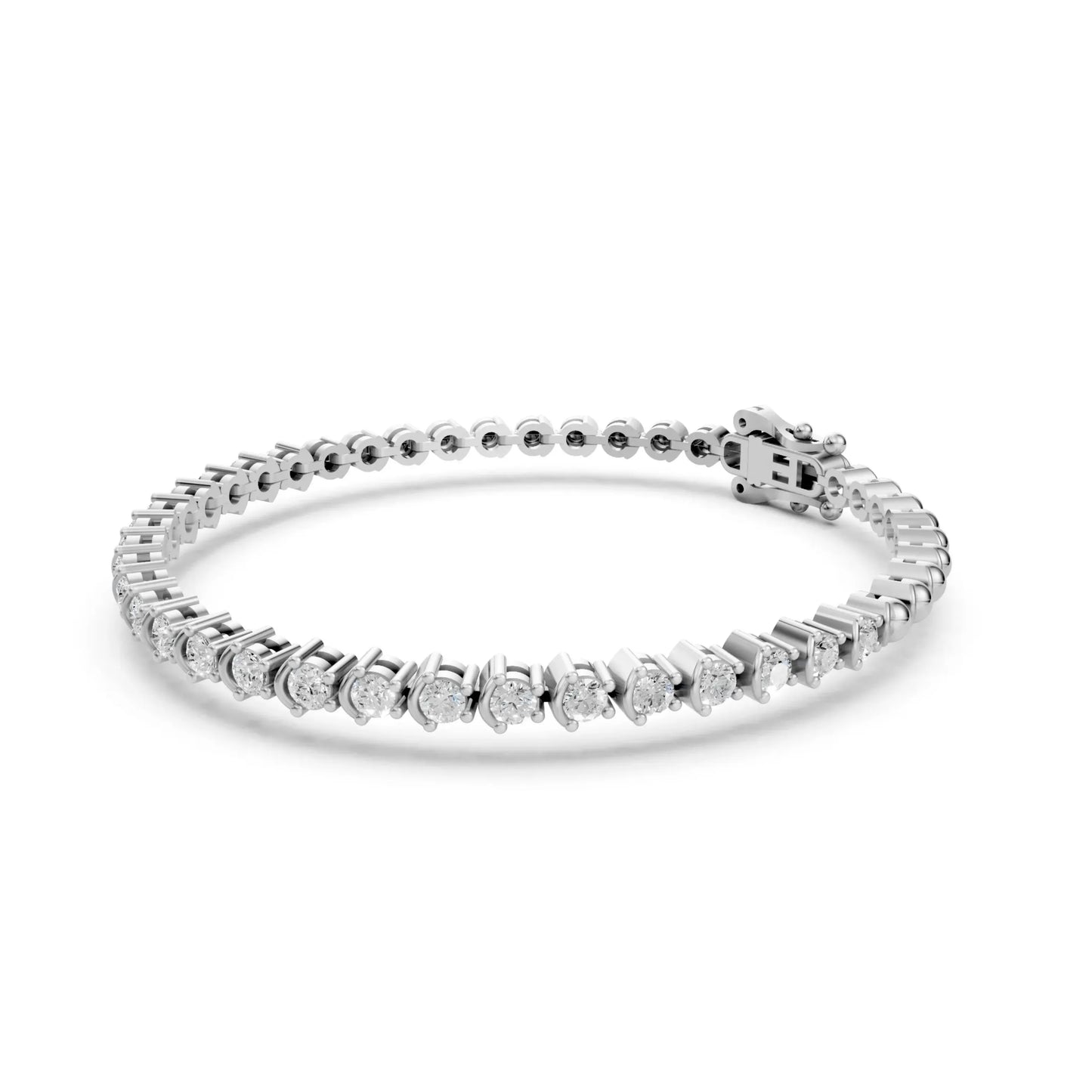 Round Cut Diamond Tennis Bracelet White Gold