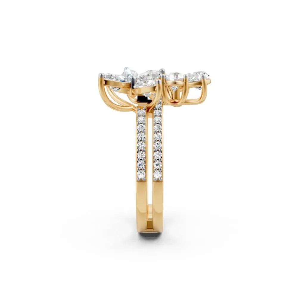 BlossomGlow Marquise Diamond Ring Yellow Gold