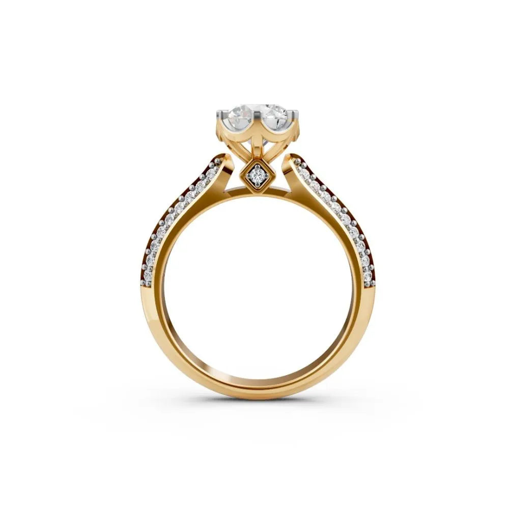 Brilliance Band Round Solitaire Ring Yellow Gold