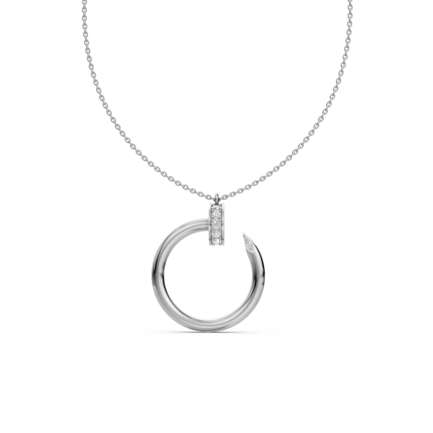 Open Circle Diamond Pendant  White Gold