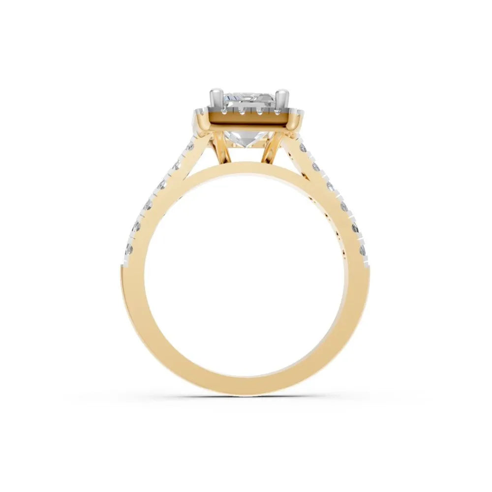 Cushion Radiance Halo Ring Yellow Gold