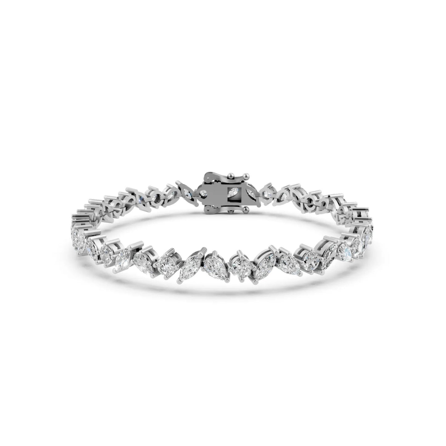 Pear, Marquise & Round Diamond Bracelet White Gold