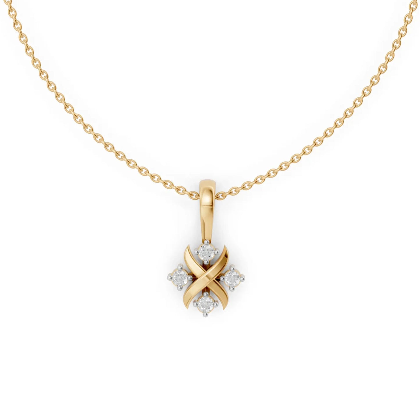 Cross Cluster Pendant Yellow Gold