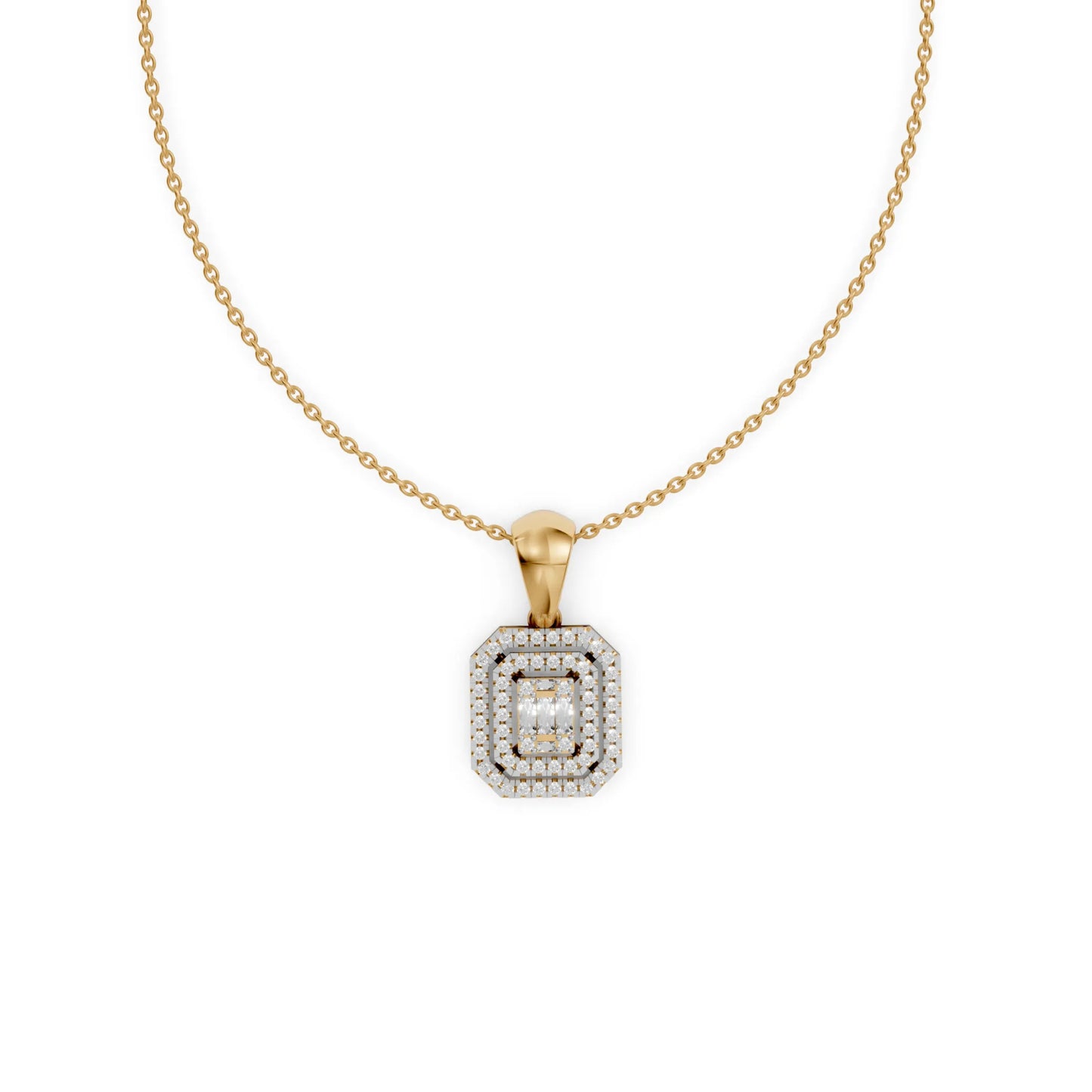 Emerald Halo Pendant Yellow Gold