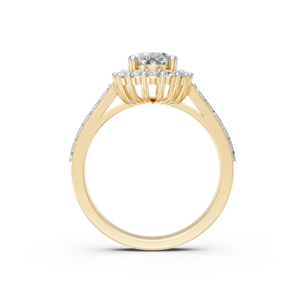 HaloGrace Oval Diamond Ring Yellow Gold