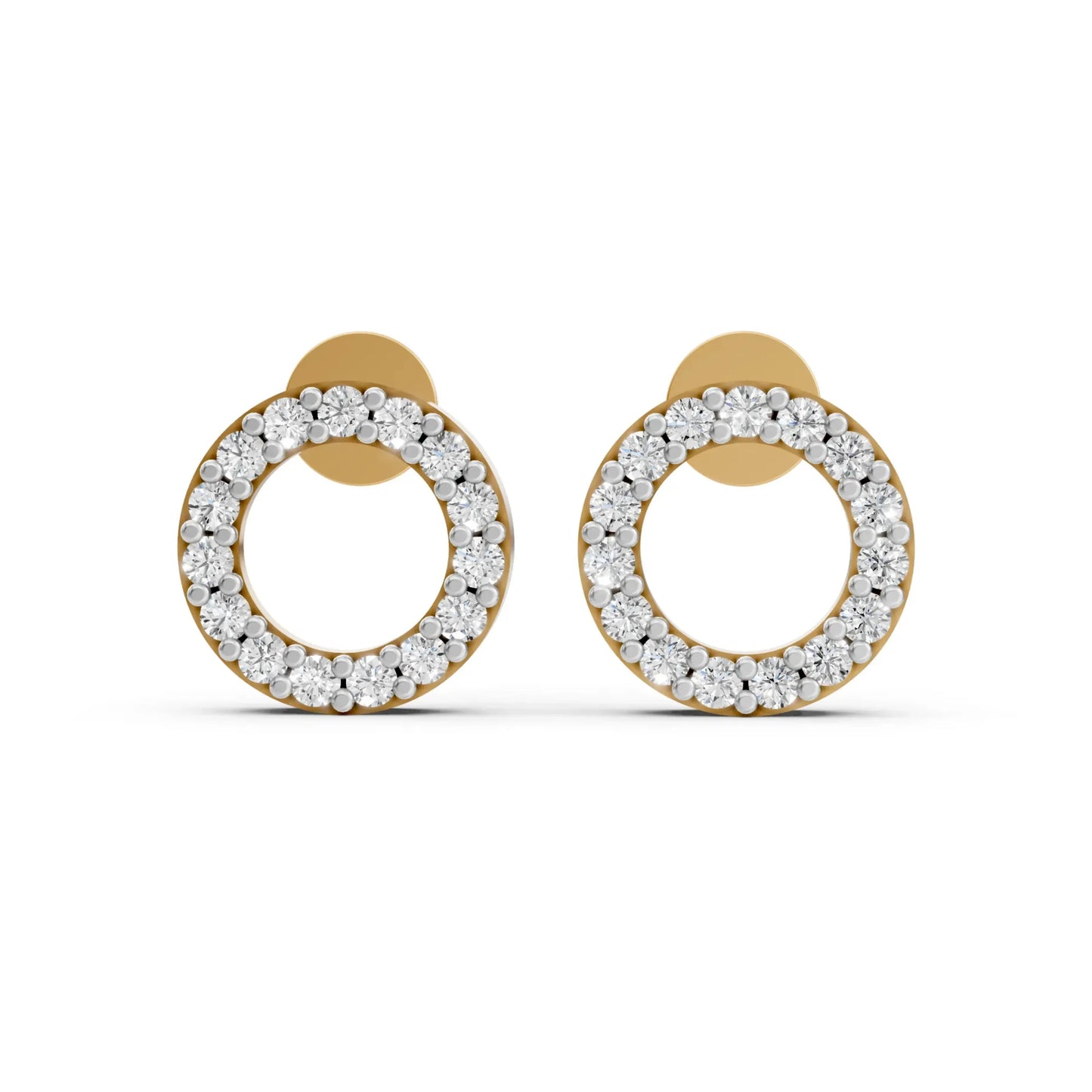 Open Circle Diamond Stud Earrings Yellow Gold