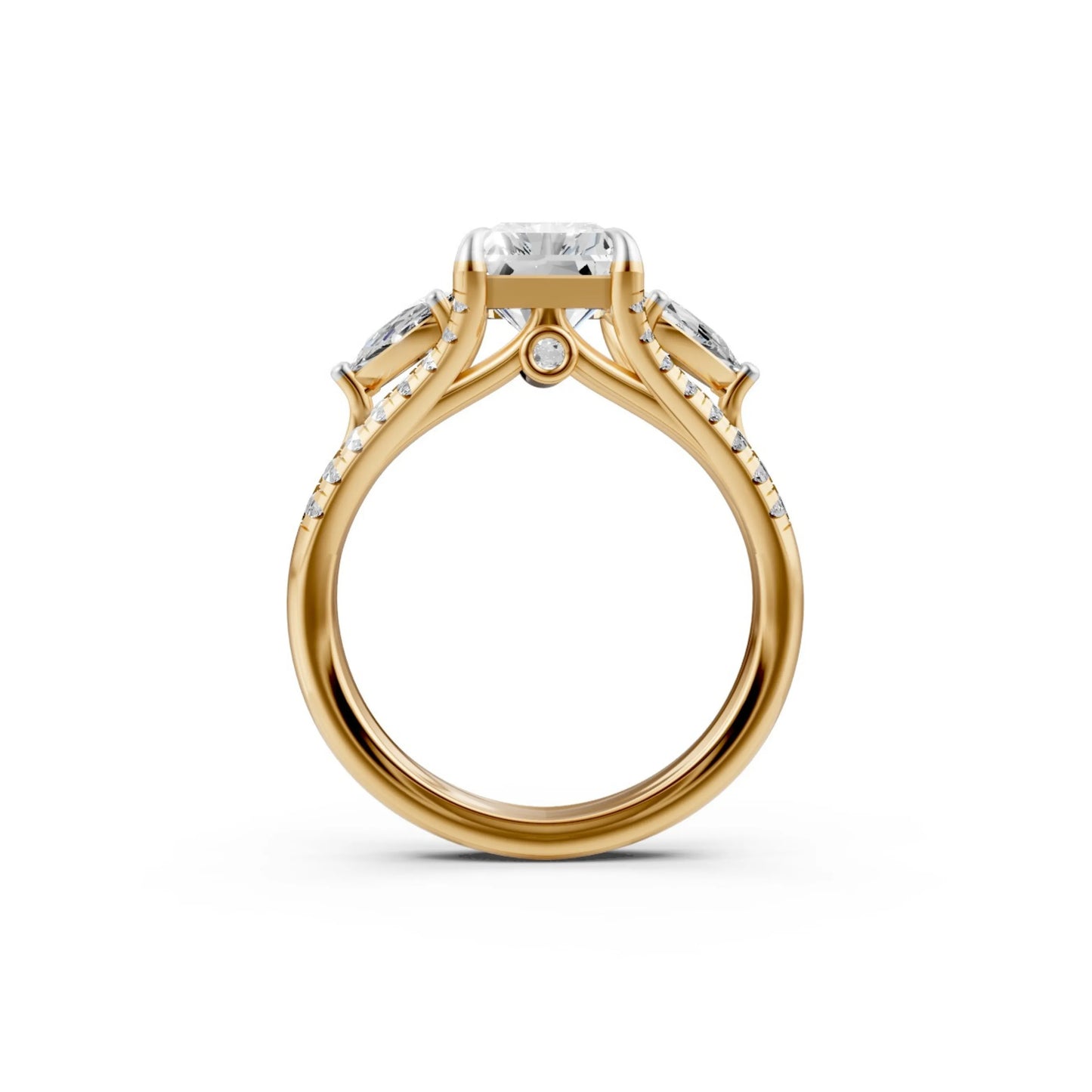 TriadGrace Princess & Pear Ring Yellow Gold