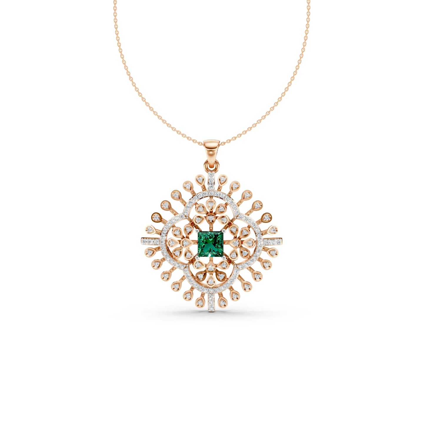 Heritage Emerald Pendant Rose Gold
