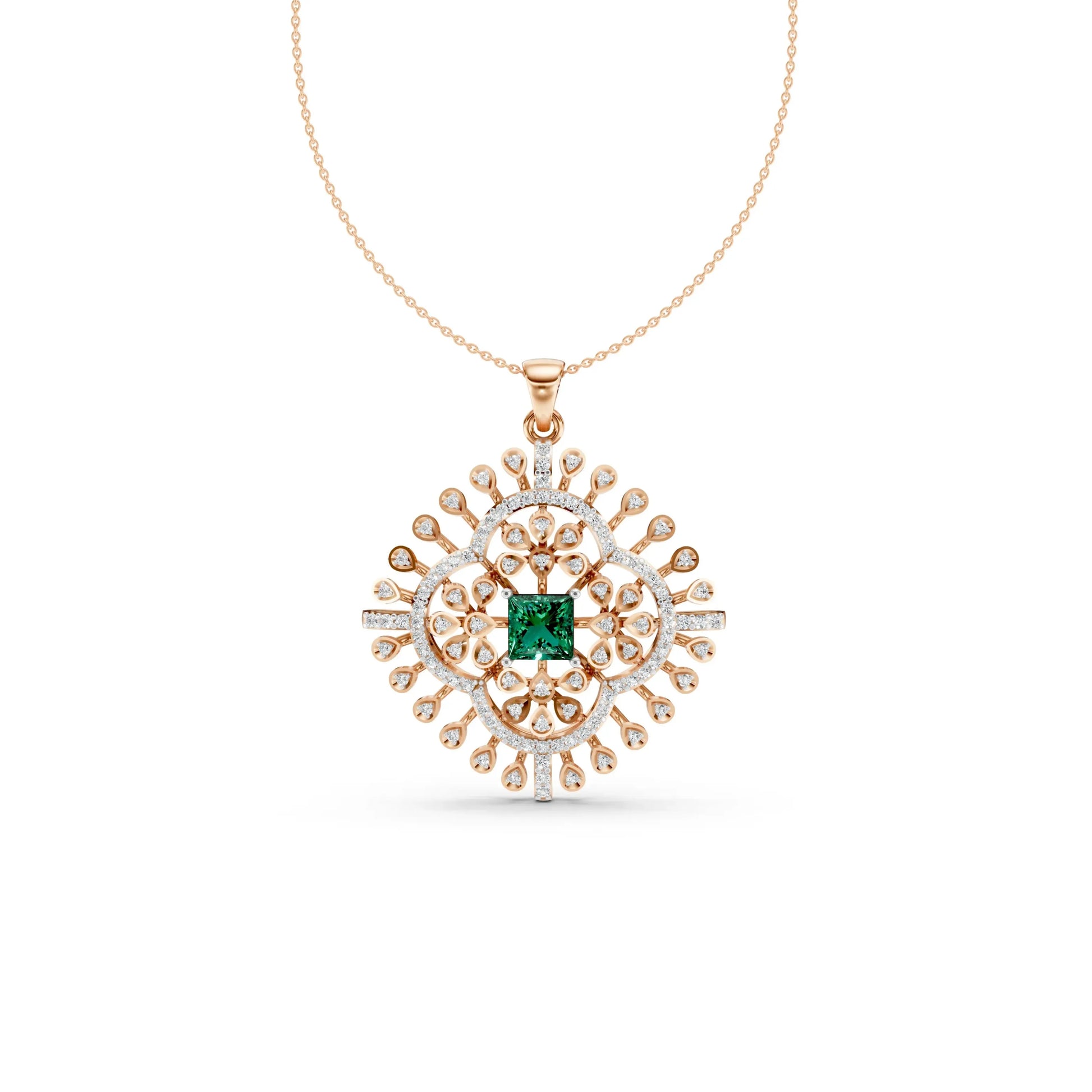 Heritage Emerald Pendant Rose Gold