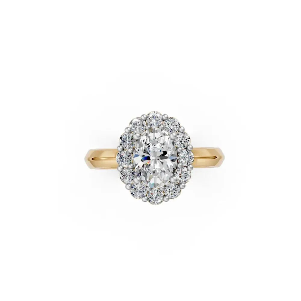 Oval Radiance Halo Ring Yellow Gold