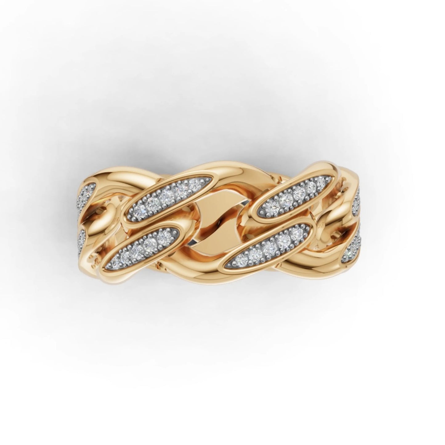 LinkLuxe Diamond Chain Ring Yellow Gold