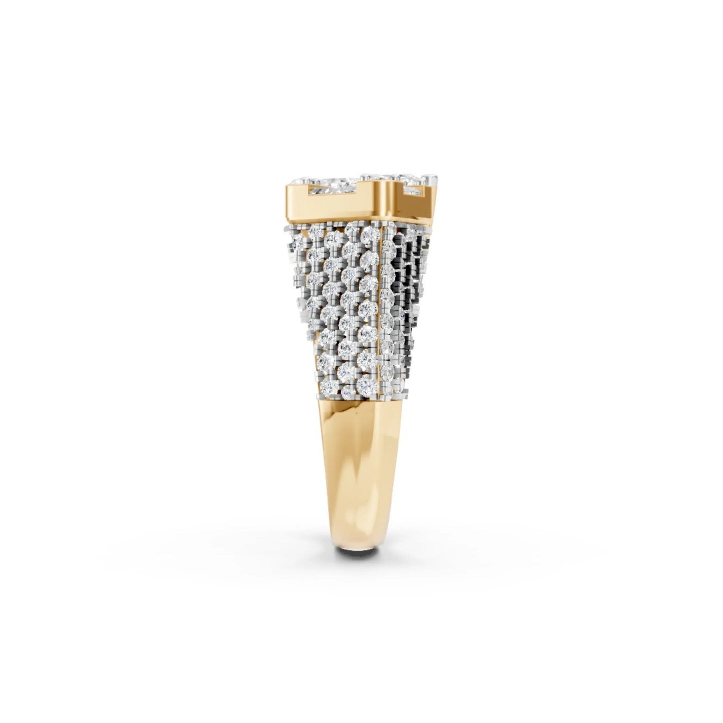 DuoBlaze Diamond Statement Ring Yellow Gold