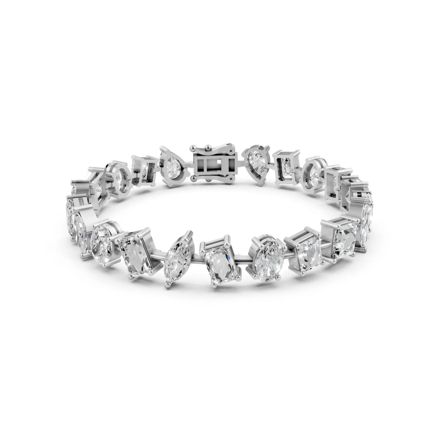 Elegant Multi-Shape Diamond Bracelet White Gold