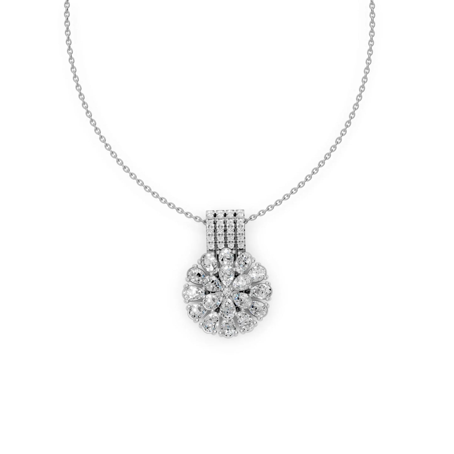 Pear Cluster Pendant White Gold