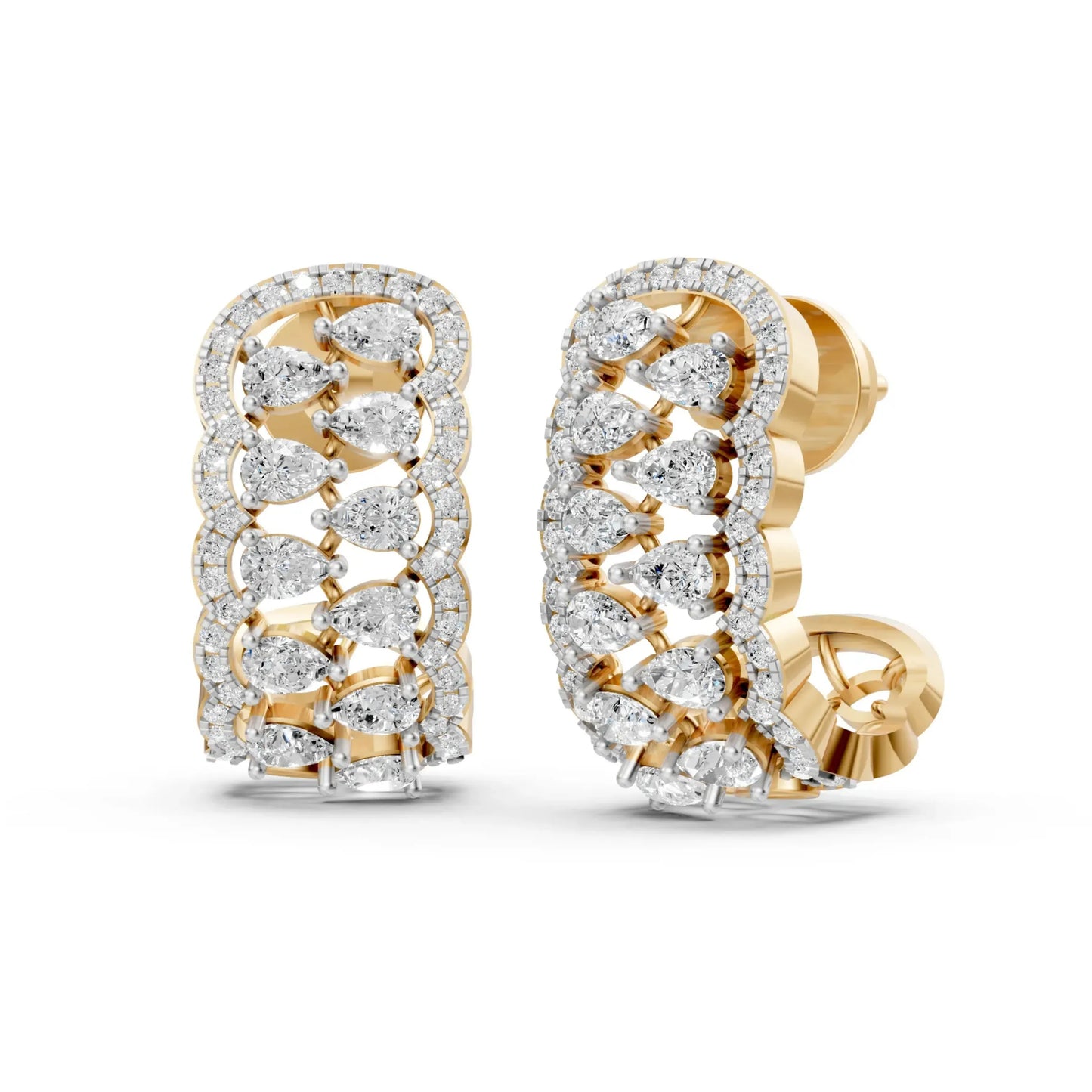 Pear Half-Hoop Earrings Yellow Gold