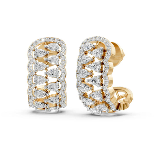 Pear Half-Hoop Earrings Yellow Gold