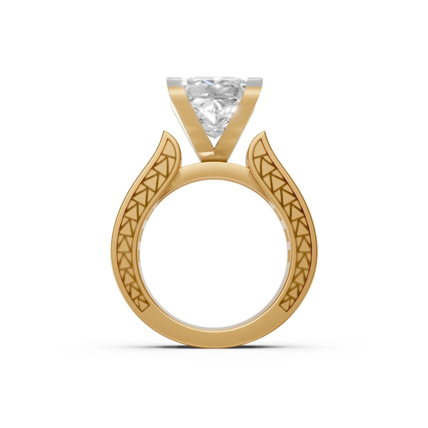 Princess-Cut Channel Ring Yellow Gold