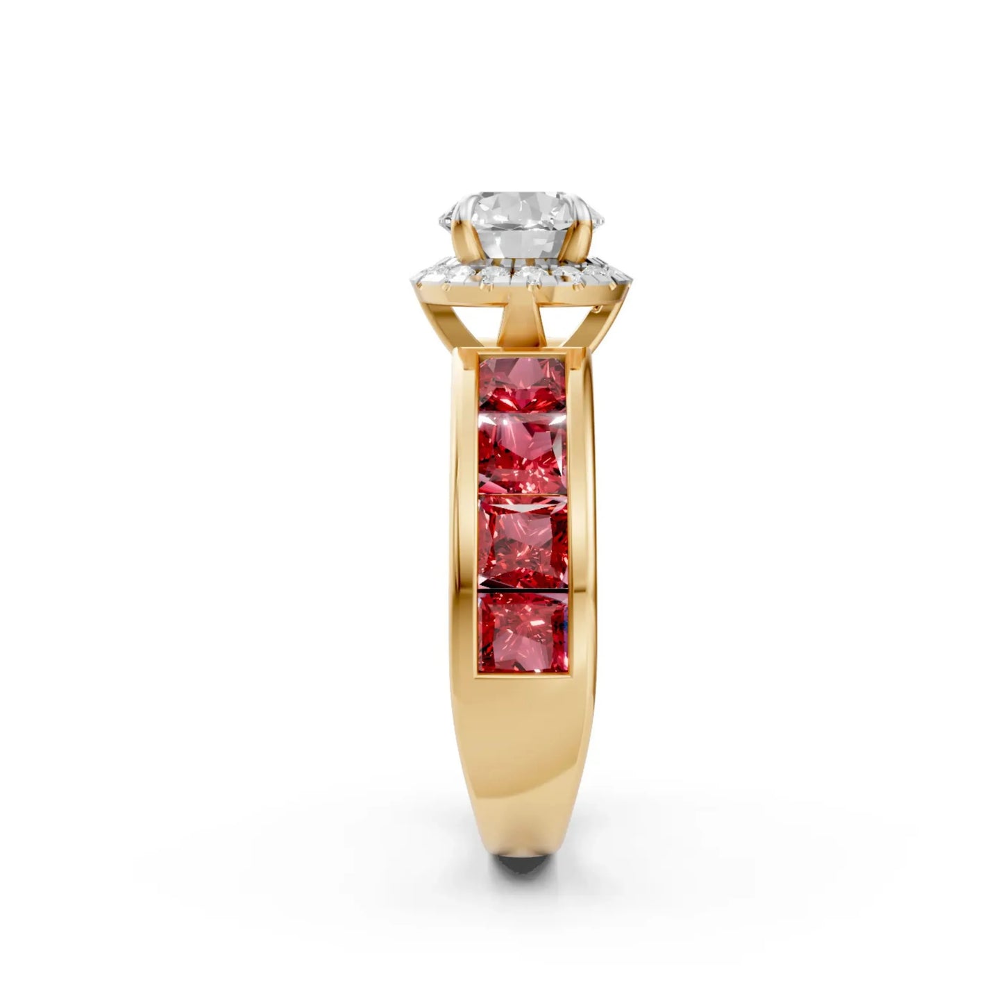 Ruby Channel Solitaire Ring Yellow Gold