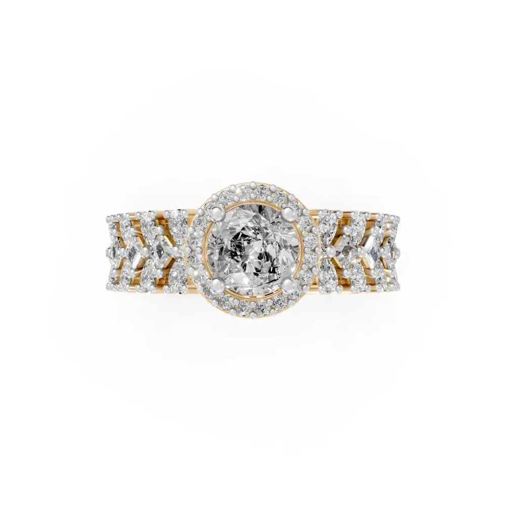 HaloBloom Cluster Bridal Ring Set Yellow Gold