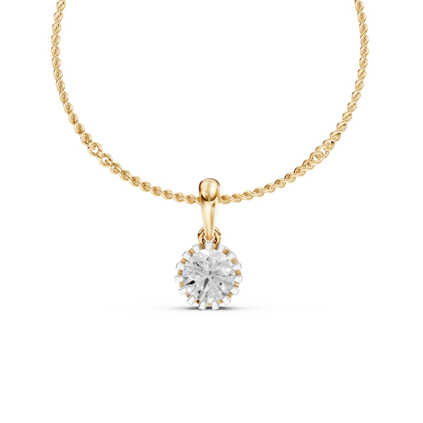 Crown Solitaire Pendant Yellow Gold